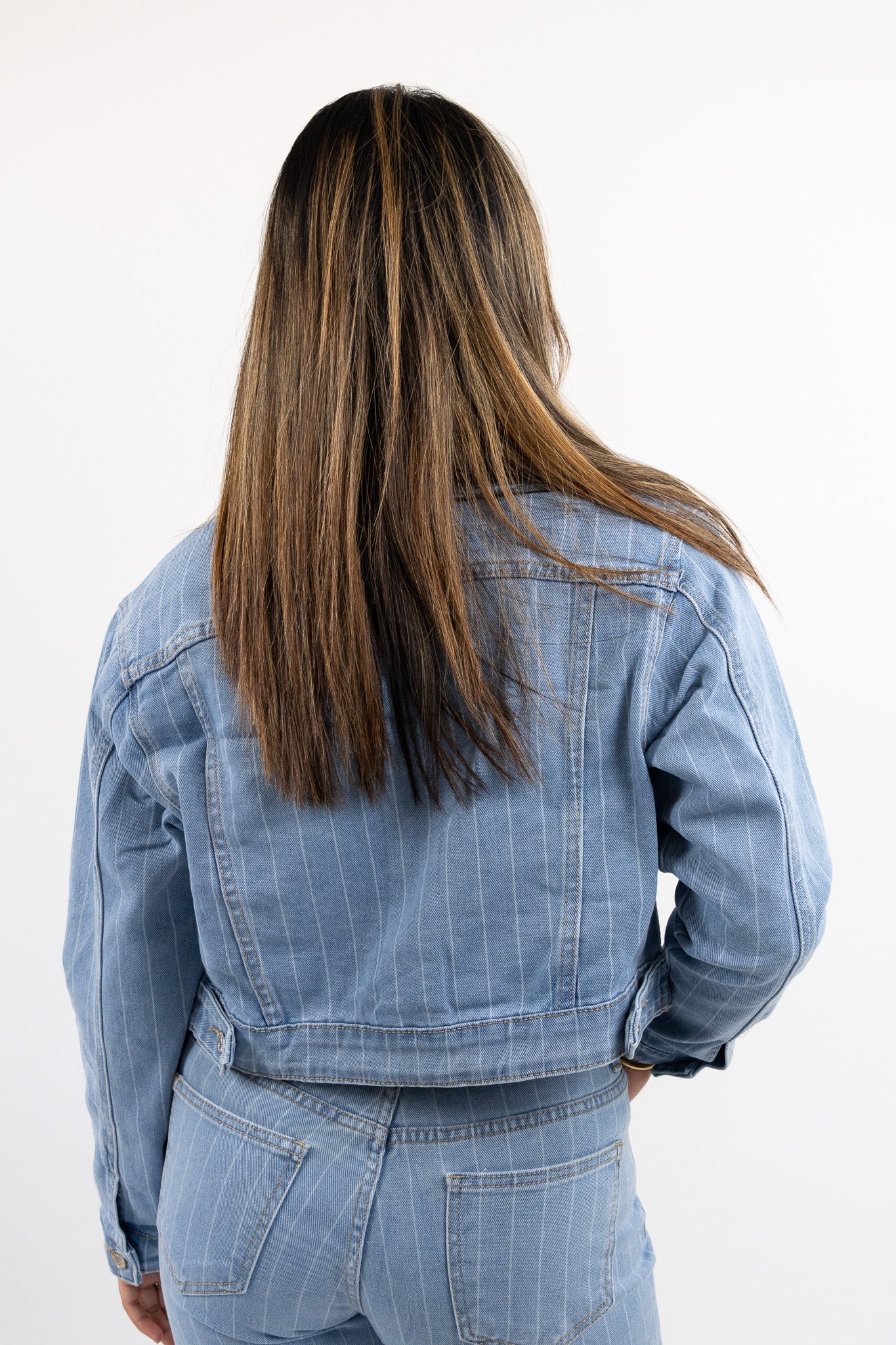 Jade Striped Denim Jacke