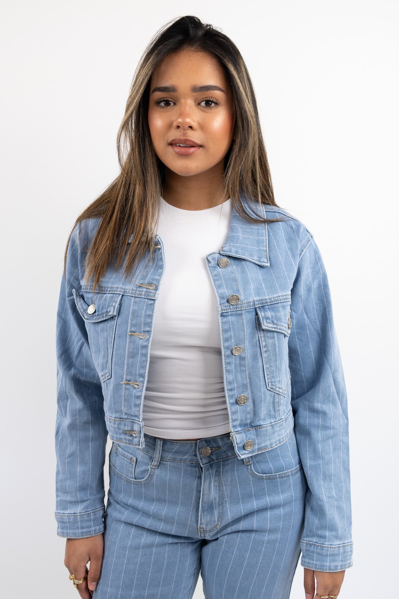Jade Striped Denim Jacke