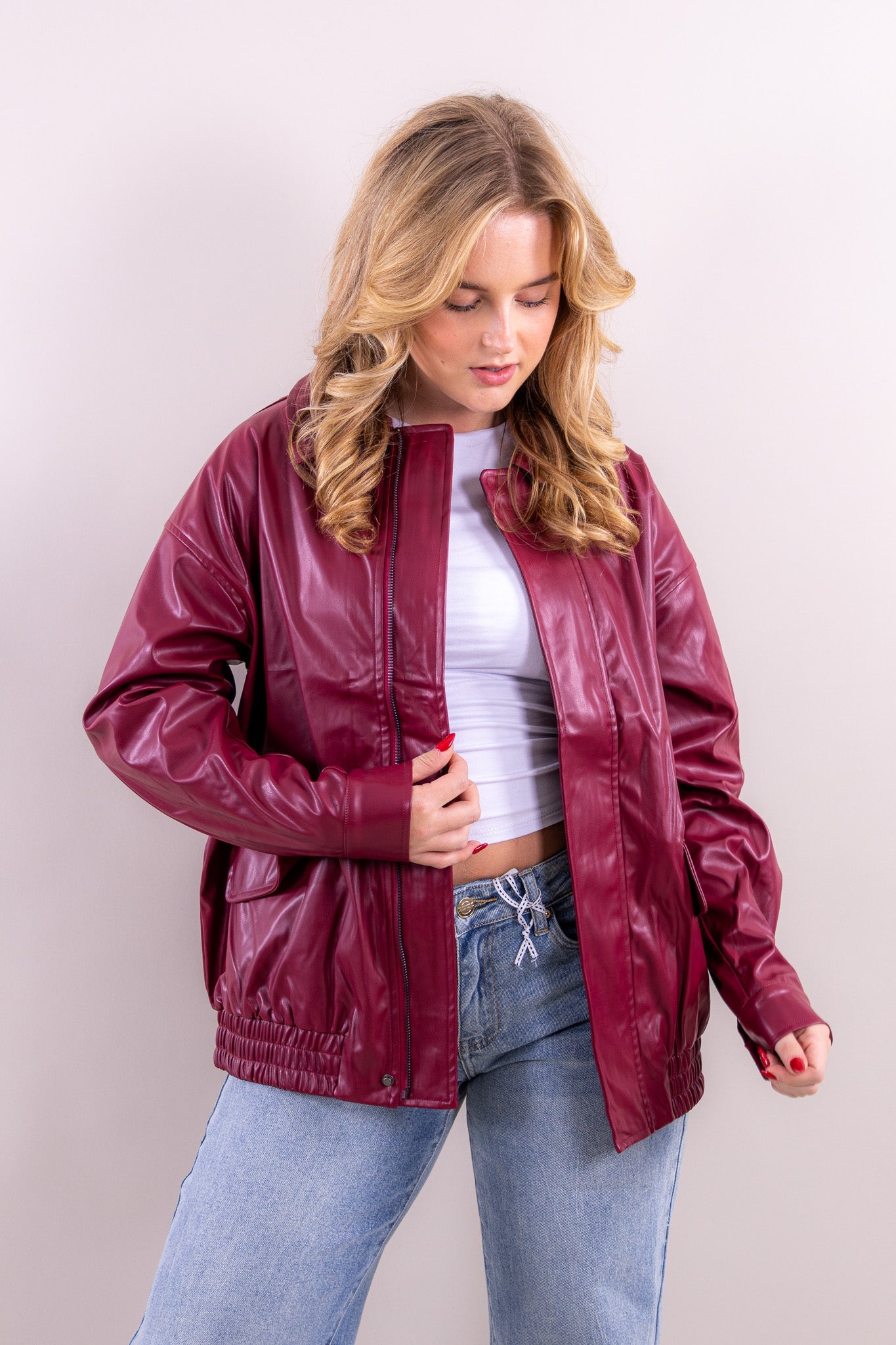 Jade Leder Look Jacke
